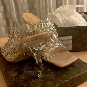 Glass rhinestone nude heels